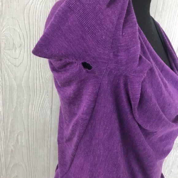 Eileen Fisher small purple cowl neck cropped long sleeve shirt sweater - Picture 4 of 5